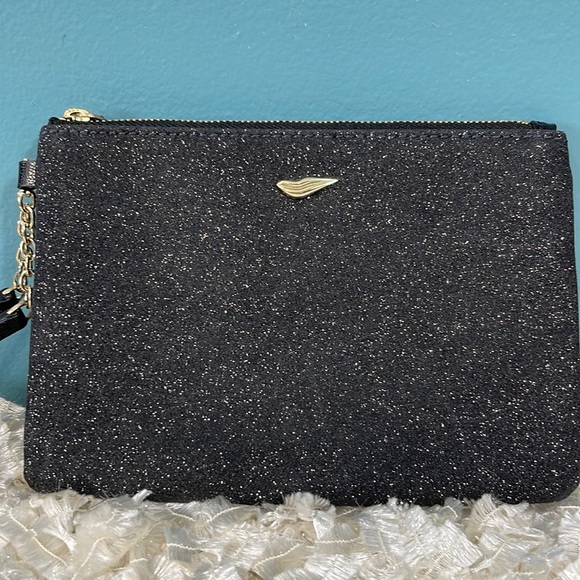 Diane Von Furstenberg Handbags - Diane Von Furstenberg Glitterati Black Pouch Wristlet
